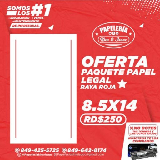 Oferta Papel Legal Raya Roja